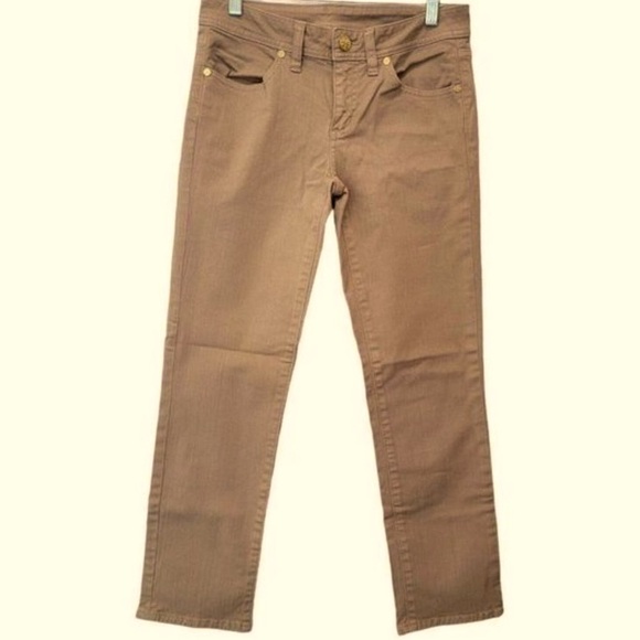 🧡🖤TORY BURCH🖤🧡 Khaki Denim Capri with Logo on Back Pockets Sz29 - Picture 4 of 10